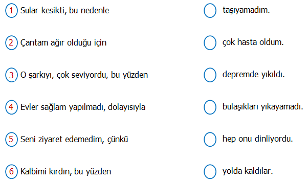 3.Sınıf Türkçe Sebep Sonuç İfadesi Bildiren Cümleler Etkinliği 2