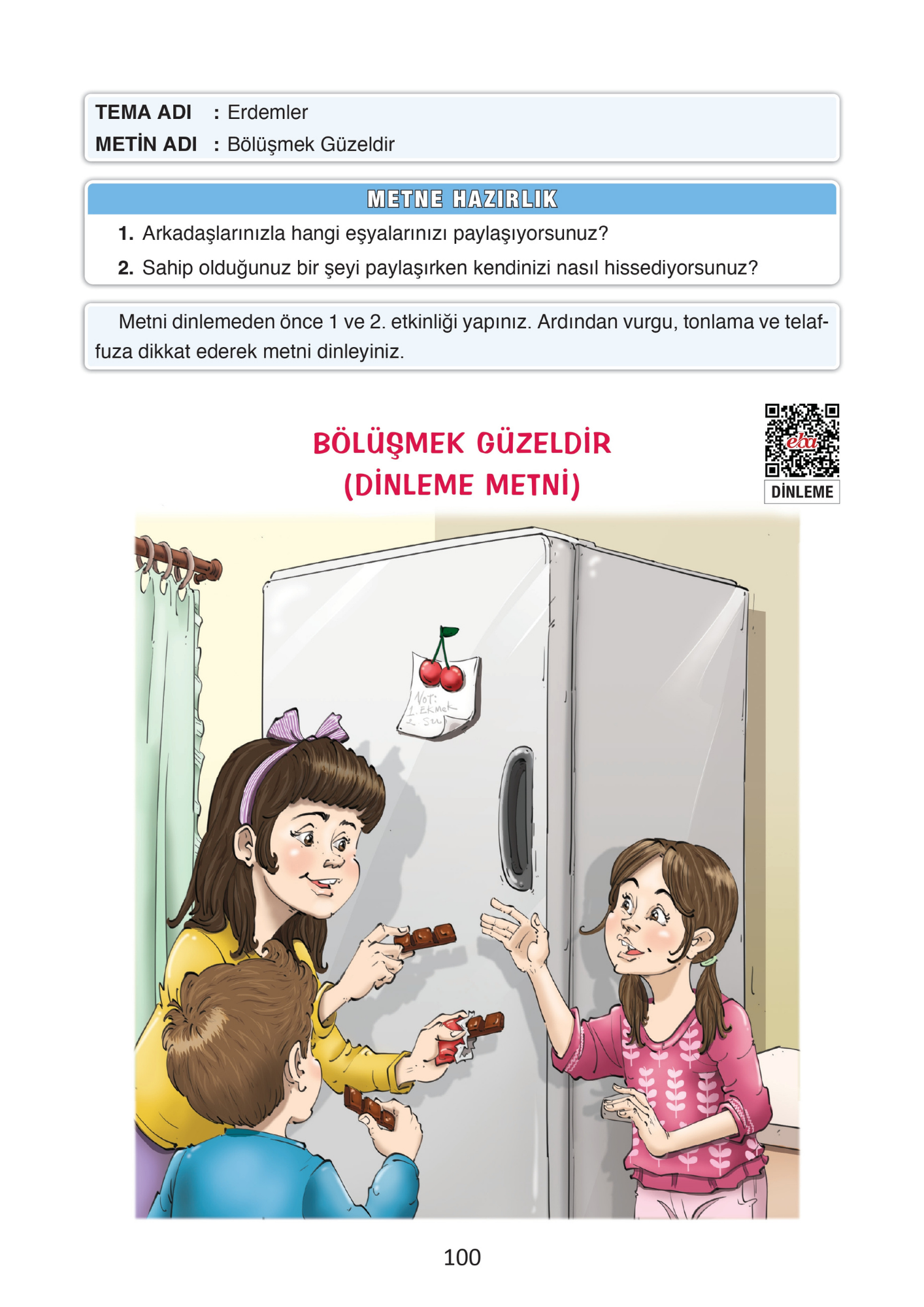 4. Sınıf Türkçe Ada Yayınları Bölüşmek Güzeldir Metni Etkinlik Cevapları