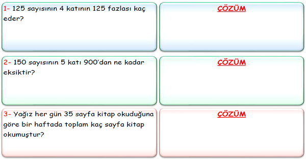 3.Sınıf Matematik Çarpma İşlemi Problemleri-2