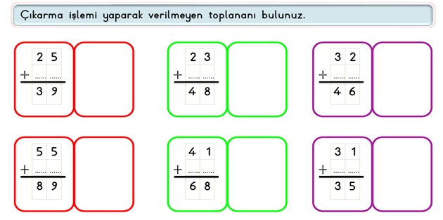 2.Sınıf Matematik Toplama İşlemi-Verilmeyen Toplananı Bulma Etkinliği -3