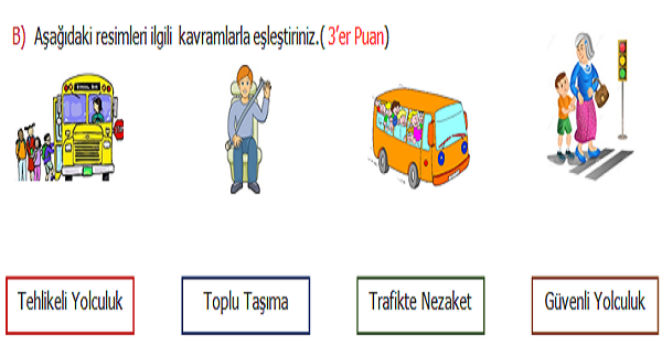 4.Sınıf Trafik Güvenliği 2.Dönem 1.Yazılı Sınavı