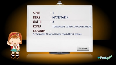 1.Sınıf Matematik Toplamları 10 ve 20 Olan Sayılar Sunusu