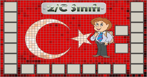 Model 54, 2C şubesi için Türk bayraklı fotoğraf eklemeli kapı süslemesi - 23 öğrencilik