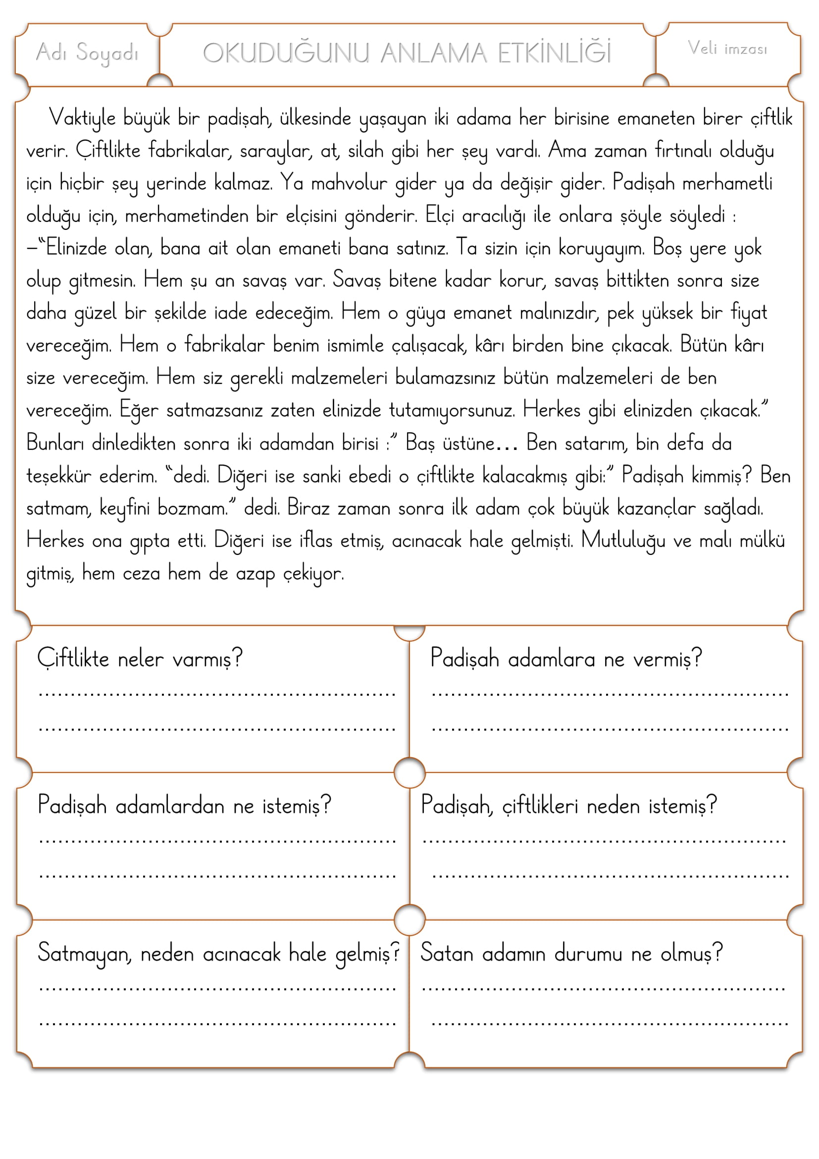1.Sınıf Türkçe Okuduğunu Anlama Etkinliği -12