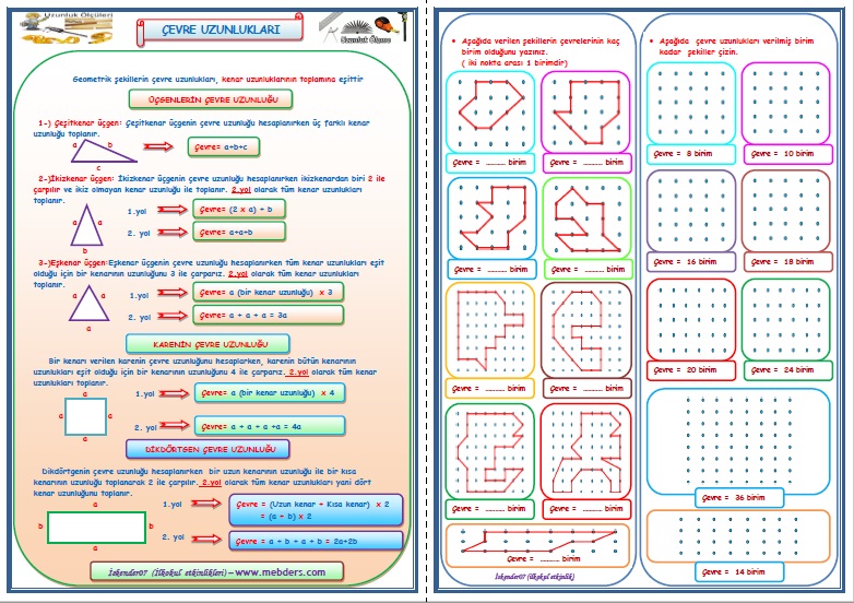 4.Sınıf Matematik Çevre Uzunlukları Konu Anlatımı ve Etkinlik Çalışması  (4 Sayfa)