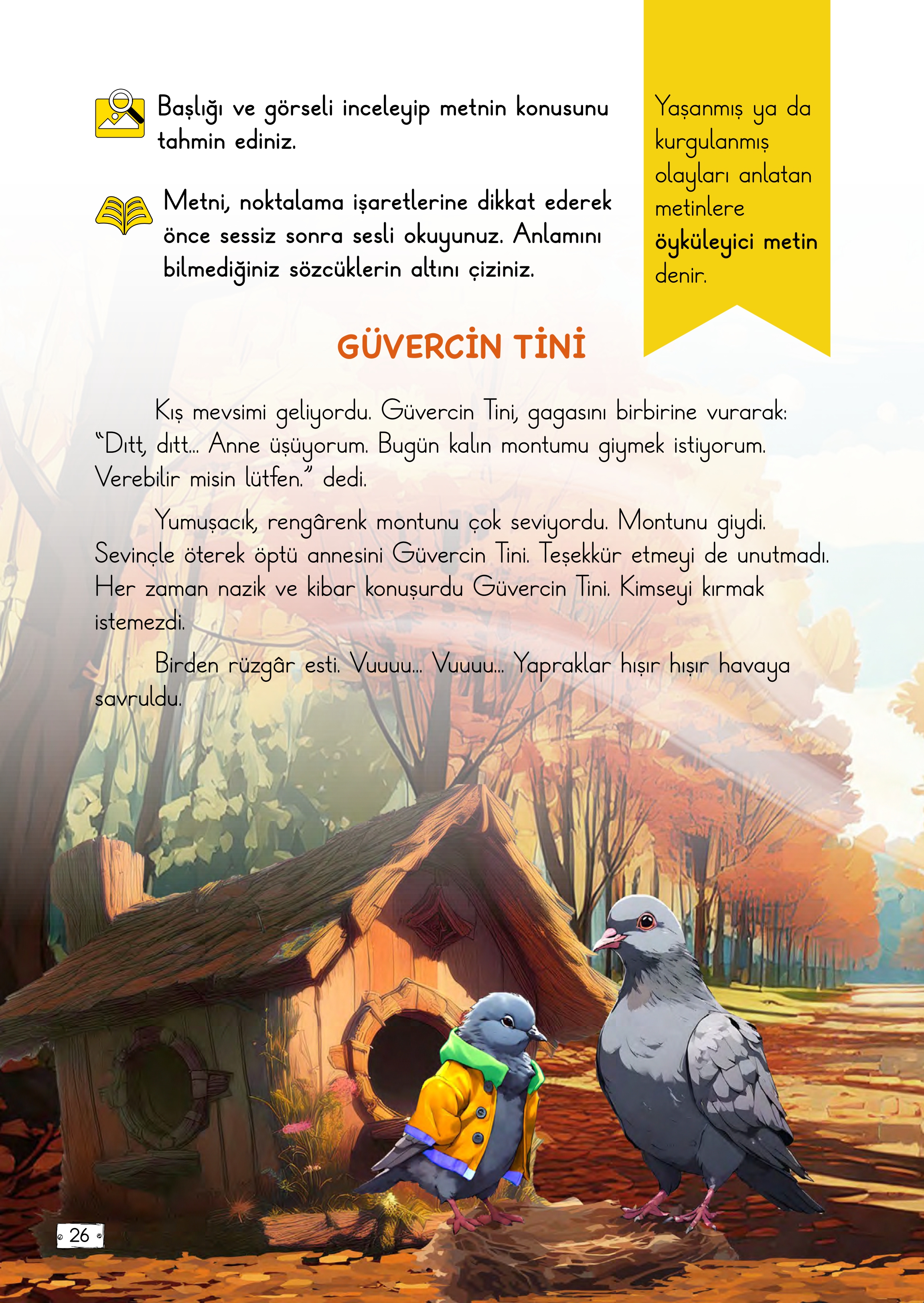 2. Sınıf Türkçe Meb Yayınları Güvercin Tini Metni Etkinlik Cevapları