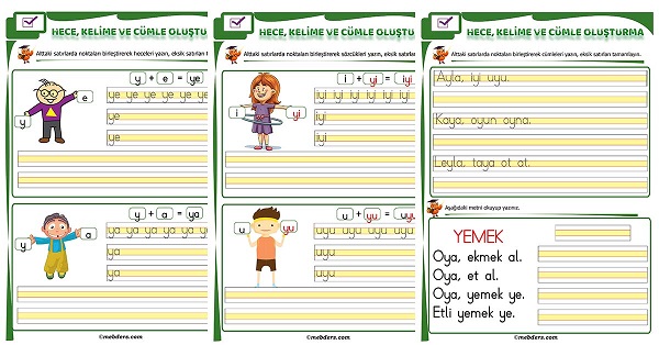 1.Sınıf İlk Okuma Y Sesi Birleştirme Etkinliği