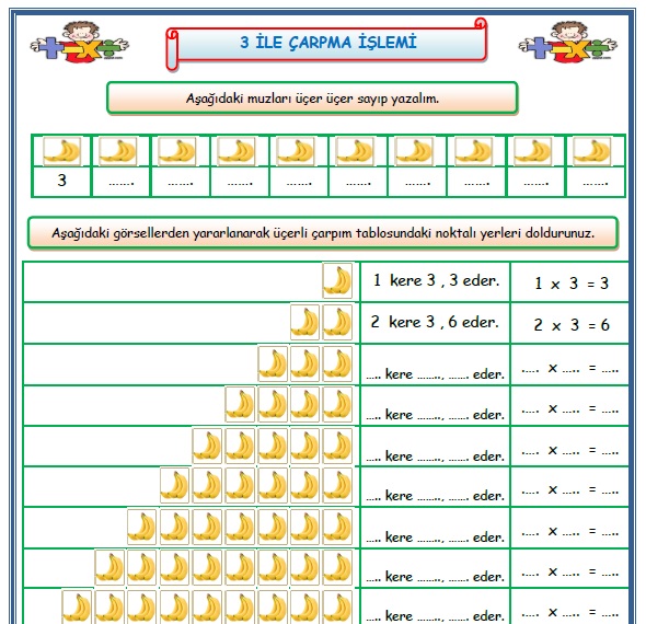 2.Sınıf Matematik 3 ile Çarpma İşlemi Çalışması