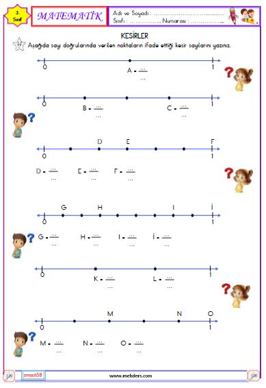 3. Sınıf Matematik Kesirler Etkinliği 7