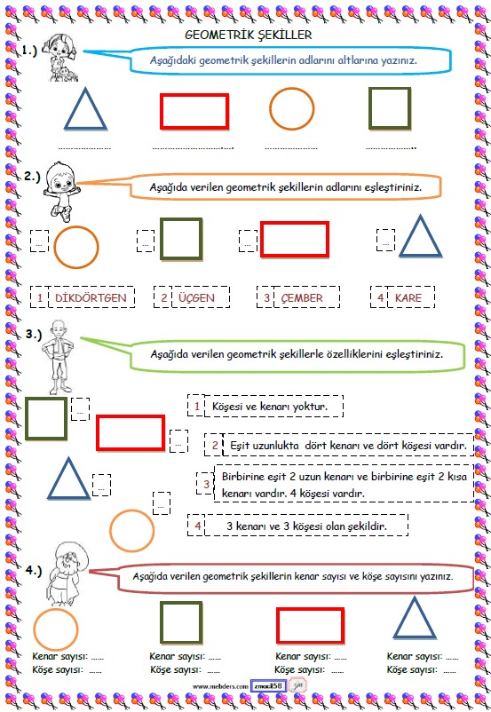 1. Sınıf Matematik Geometri Etkinliği 1