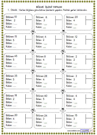 2. Sınıf Matematik Bölme İşlemi Etkinliği 2