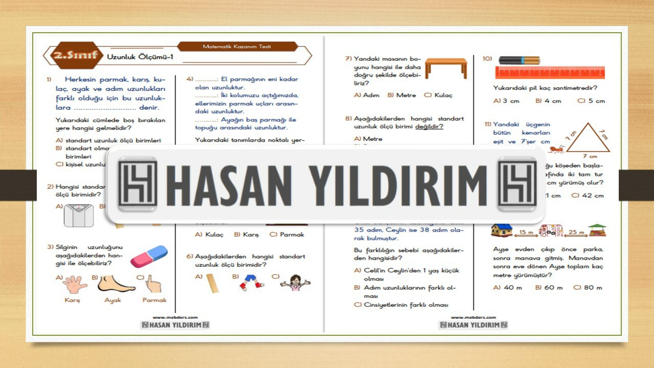 2.Sınıf Matematik Uzunluk Ölçümü Testi