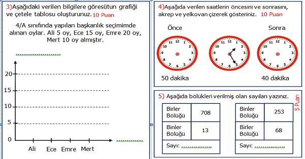 4.Sınıf Matematik 2.Dönem 1.Yazılı Sınavı