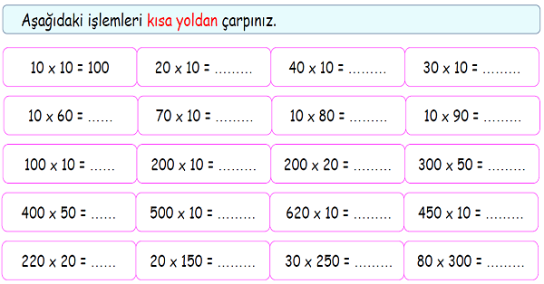 4.Sınıf Matematik Kısa Yoldan Çarpma İşlemi-1