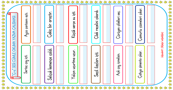 1. Sınıf İlk Okuma Yazma Ç Sesi Cümle Okuma Yazma Çalışması