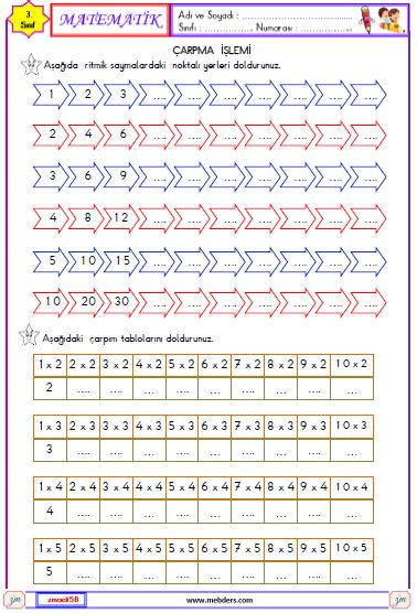 3. Sınıf Matematik Çarpma İşlemi Etkinliği 4
