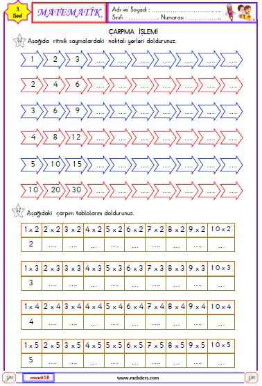 3. Sınıf Matematik Çarpma İşlemi Etkinliği 4