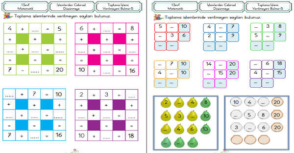 1.Sınıf Matematik Toplama İşlemi Verilmeyen Toplananı Bulma-5