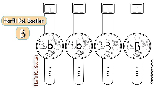 1.Sınıf İlkokuma Harfli Kol Saatleri - B Harfi