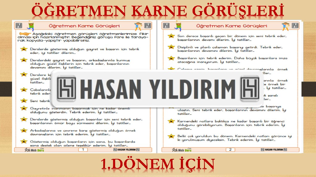 Öğretmen Karne Görüşleri (1.Dönem İçin)