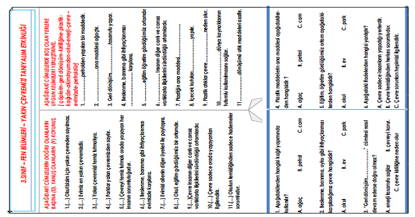 3.Sınıf - Fen Bilimleri Yakın Çevremizi Tanıyalım Etkinliği