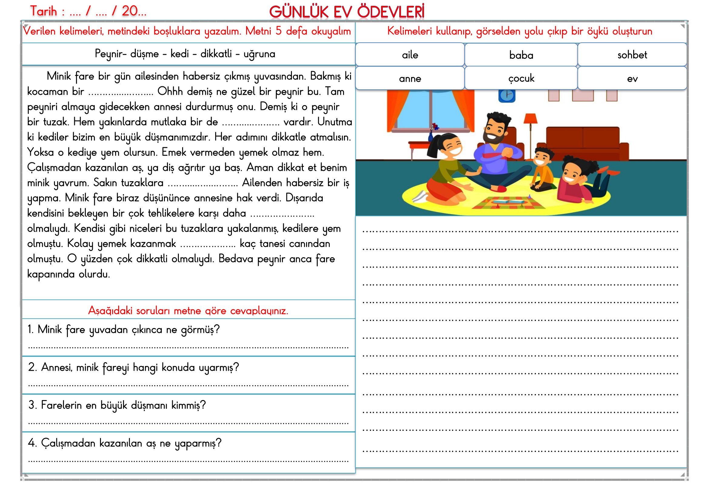 2.Sınıf - 23 Mart 2026 Günlük Ev Ödevleri