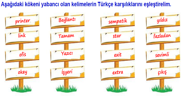 4.Sınıf Türkçe Yabancı Kelimelerin Türkçe Karşılığı