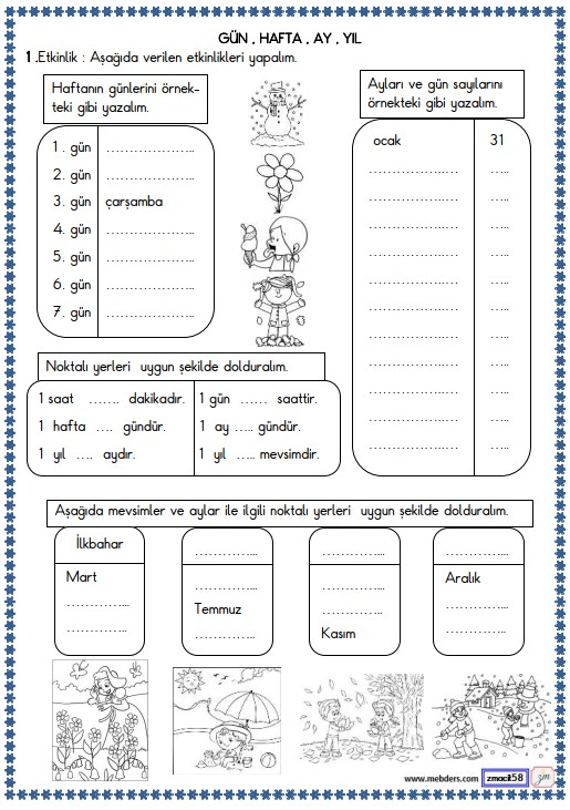 2. Sınıf Matematik Zamanı Ölçme Etkinliği 7