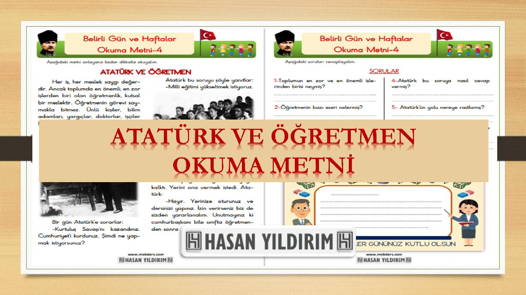 Atatürk ve Öğretmen Okuma Metni