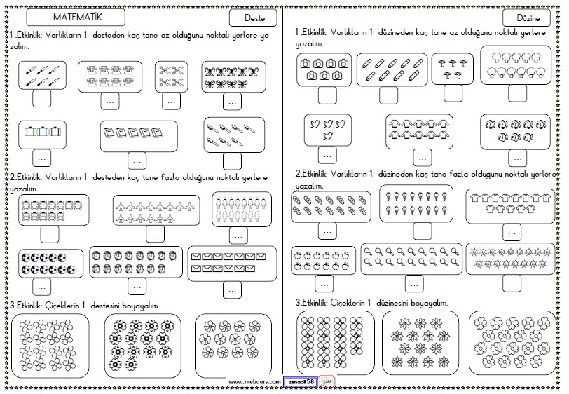 2. Sınıf Matematik Deste ve Düzine  Etkinliği 2