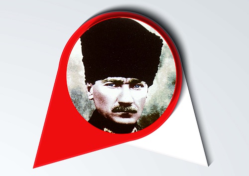 Pano için 11 adet kırmızı beyaz fonda Atatürk Fotoğrafları
