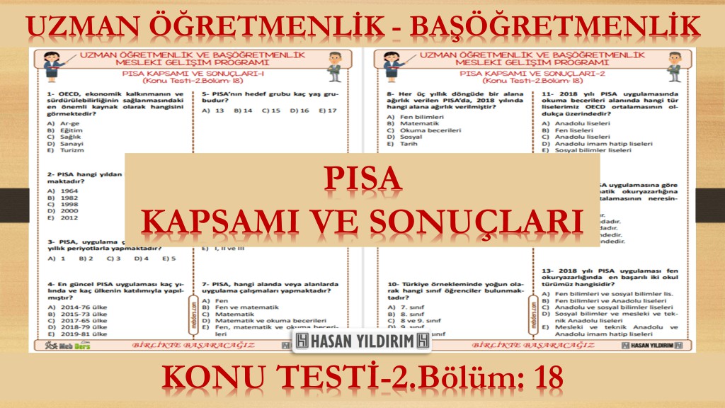 PISA Kapsamı ve Sonuçları (Konu Testi-2.Bölüm:18)