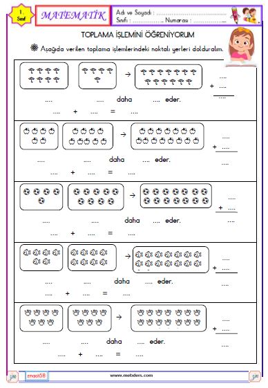 1. Sınıf Matematik Toplama İşlemi Etkinliği 4