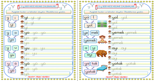 1. Sınıf İlk Okuma Yazma Y-y Sesi Çalışmaları