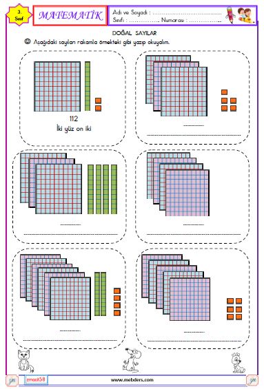 3. Sınıf Matematik Doğal Sayıları Okuma ve Yazma Etkinliği 4