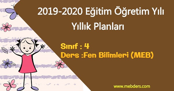 2019 - 2020 Yılı 4.Sınıf Fen Bilimleri Yıllık Planı (MEB)