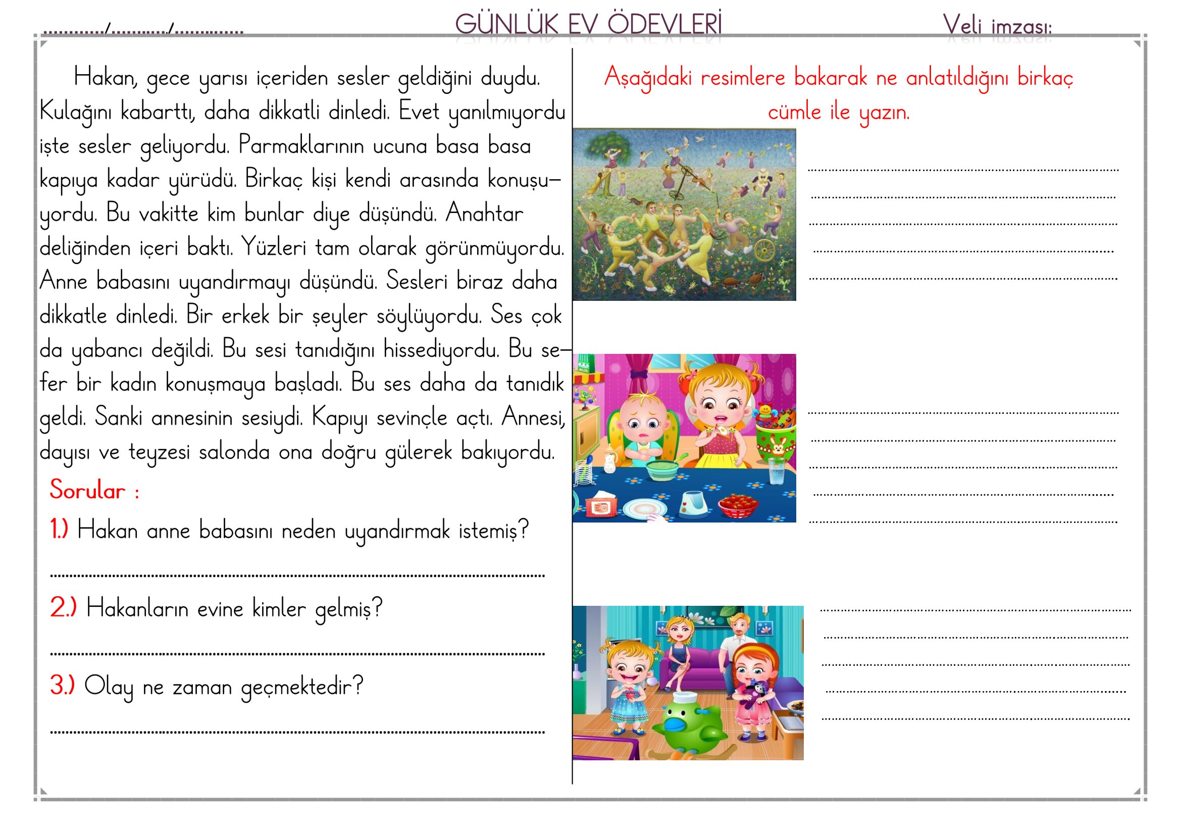 1.Sınıf - 28 Nisan 2026 Günlük Ev Ödevleri