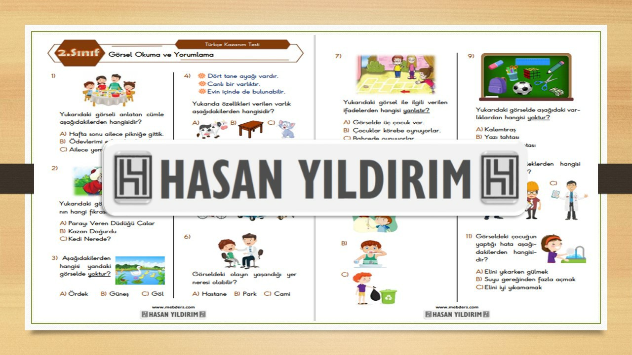 2.Sınıf Türkçe Görsel Okuma ve Yorumlama Testi