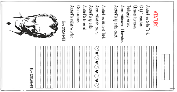 1.Sınıf İlk Okuma Yazma (R-r Sesi) Atatürk Şiiri Okuma Yazma Çalışması