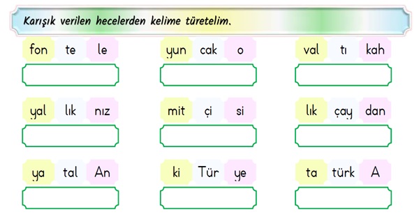 2.Sınıf Türkçe Hece Bilgisi Etkinliği -3