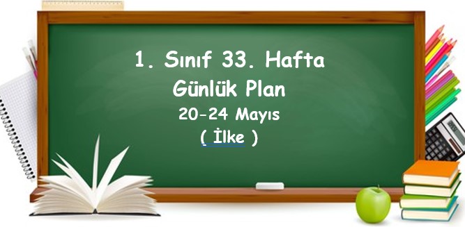 2023-2024 Eğitim Öğretim Yılı 1. Sınıf 33. Hafta Günlük Planlar (20 - 24 Mayıs)