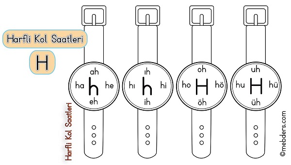 1.Sınıf İlkokuma Harfli Kol Saatleri - H Harfi