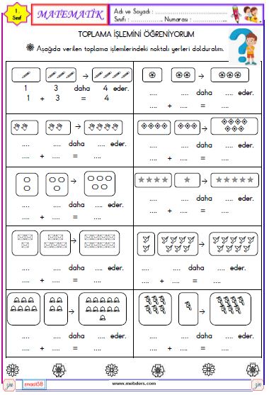 1. Sınıf Matematik Toplama İşlemi  Etkinliği 3