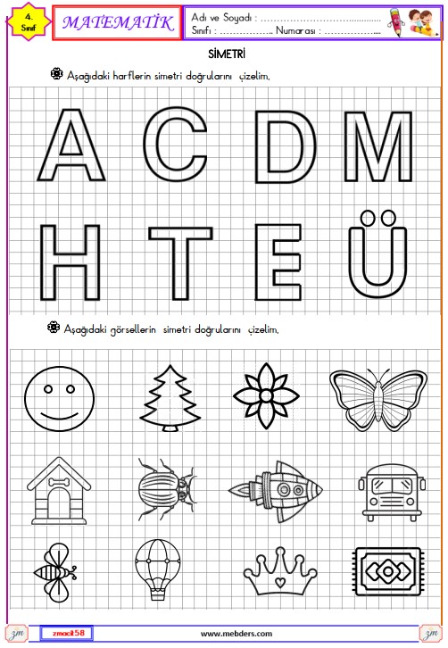 4. Sınıf Matematik Simetri Etkinliği 3