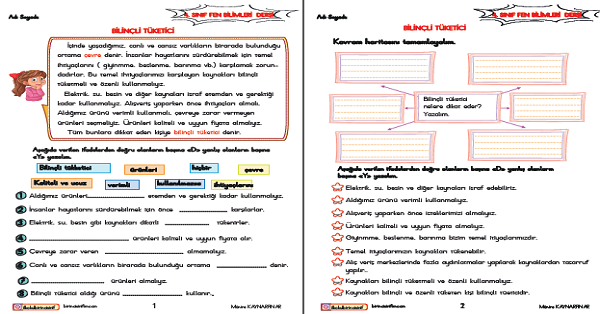 4. Sınıf Sosyal Bilgiler Bilinçli Tüketici Etkinliği 5