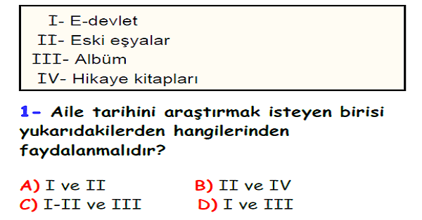 4.Sınıf Sosyal Bilgiler Geçmişimi Öğreniyorum Ünitesi Yaprak Test-6