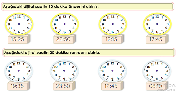 3.Sınıf Matematik Zaman Ölçme (Saatleri Okuma ve Yazma)-4