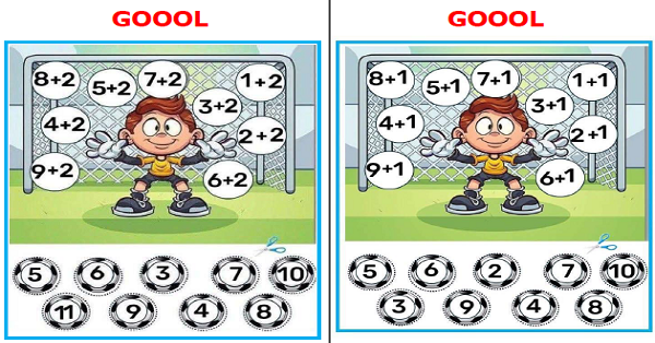 1. Sınıf Matematik Toplama İşlemi Kes-Yapıştır (Gol) Etkinliği