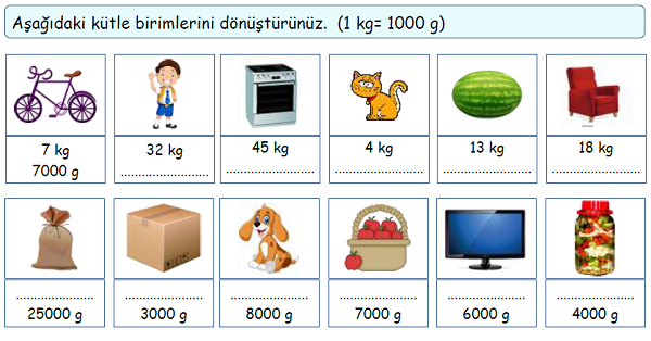 4.Sınıf Matematik Tartma (Kütle Ölçü Birimlerini Birbirine Çevirme)-3