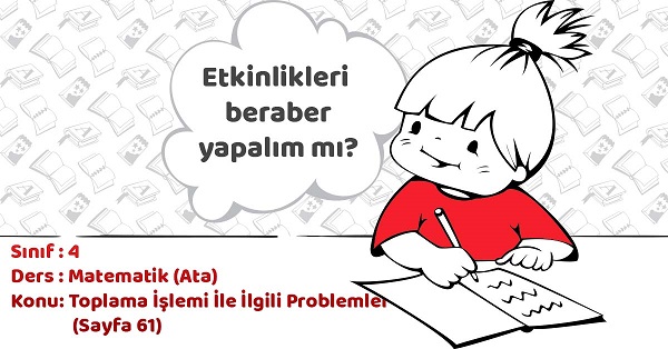 4.Sınıf Matematik Toplama İşlemi İle İlgili Problemler Alıştırma Cevapları